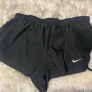 Nike Women's Black Athletic Shorts with White Logo